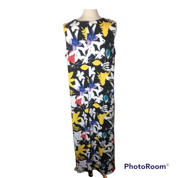 ANTHONY Black and Yellow Print sleeveless maxi dress, size P1X - Picture 6 of 9